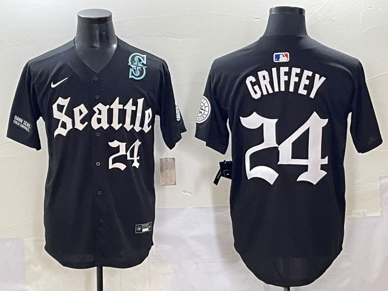 Men 2025 Seattle Mariners #24 Griffey Black Five generations Joint Name Nike MLB Jersey style 11